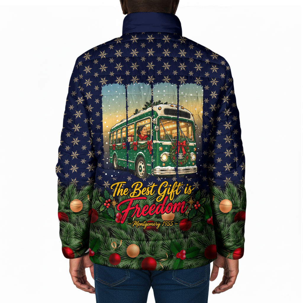 Rosa Parks Christmas Padded Jacket Freedom Bus Wreath Vintage Festive Holiday