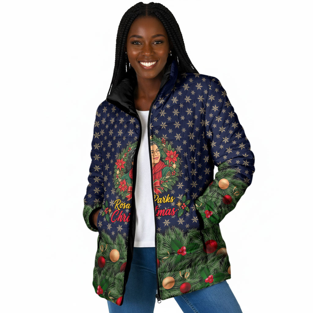 Rosa Parks Christmas Padded Jacket Freedom Bus Wreath Vintage Festive Holiday