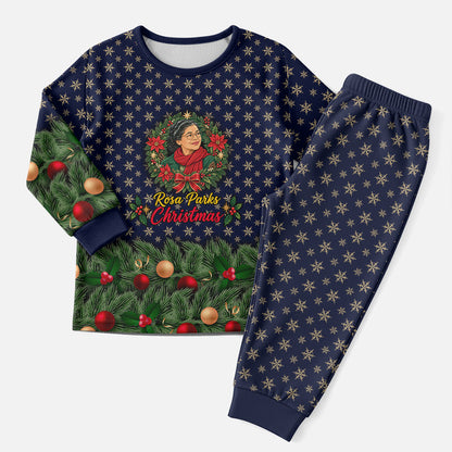 Rosa Parks Christmas Pajama Set Freedom Bus Wreath Vintage Festive Holiday