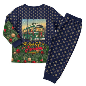 Rosa Parks Christmas Pajama Set Freedom Bus Wreath Vintage Festive Holiday