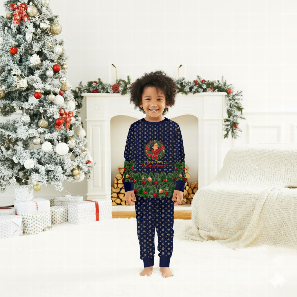 Rosa Parks Christmas Pajama Set Freedom Bus Wreath Vintage Festive Holiday