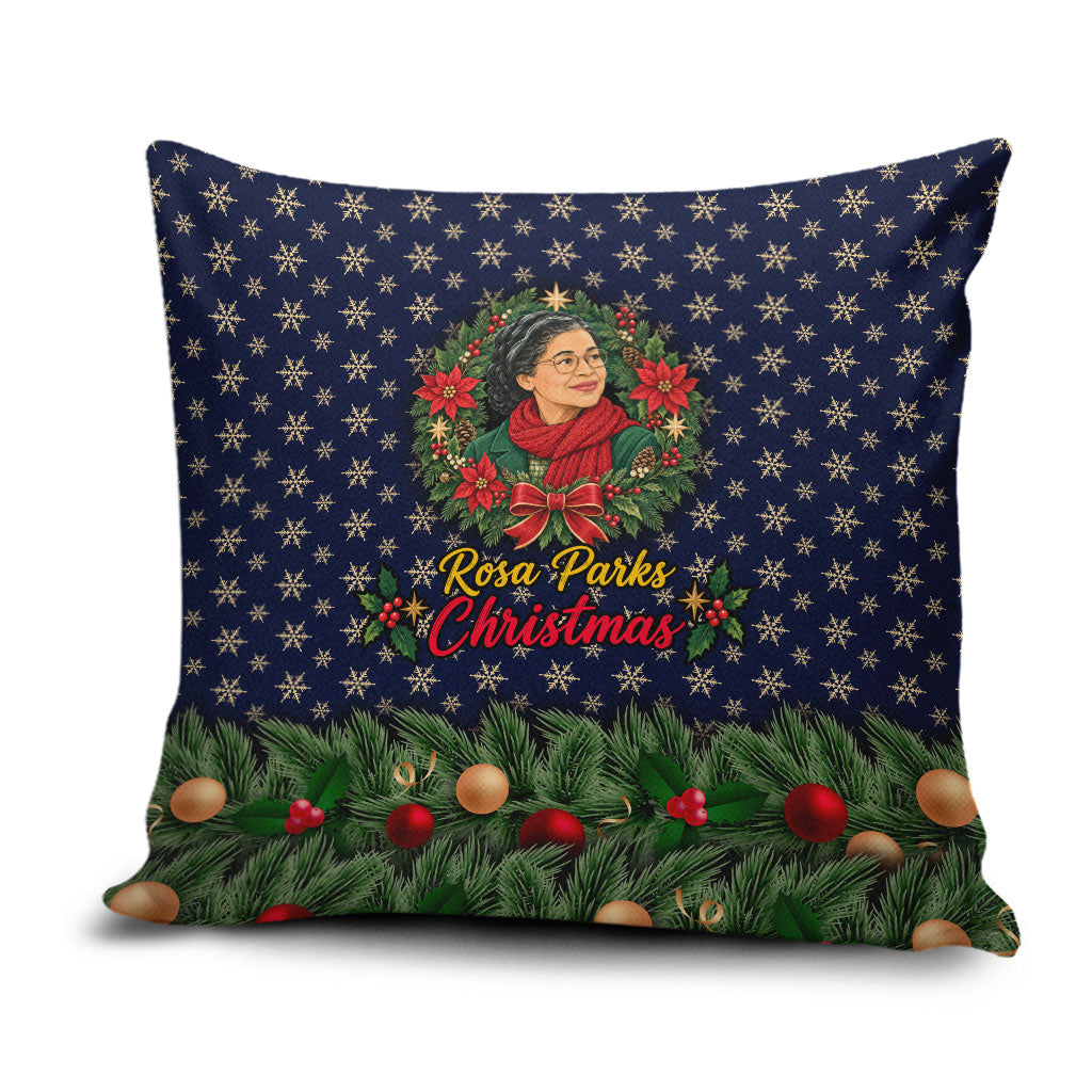 Rosa Parks Christmas Pillow Cover Freedom Bus Wreath Vintage Festive Holiday