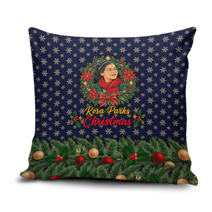 Rosa Parks Christmas Pillow Cover Freedom Bus Wreath Vintage Festive Holiday