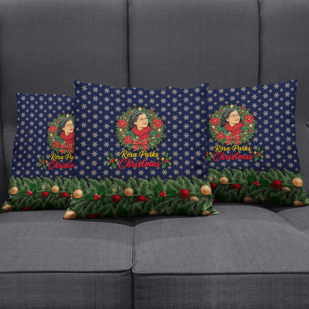 Rosa Parks Christmas Pillow Cover Freedom Bus Wreath Vintage Festive Holiday