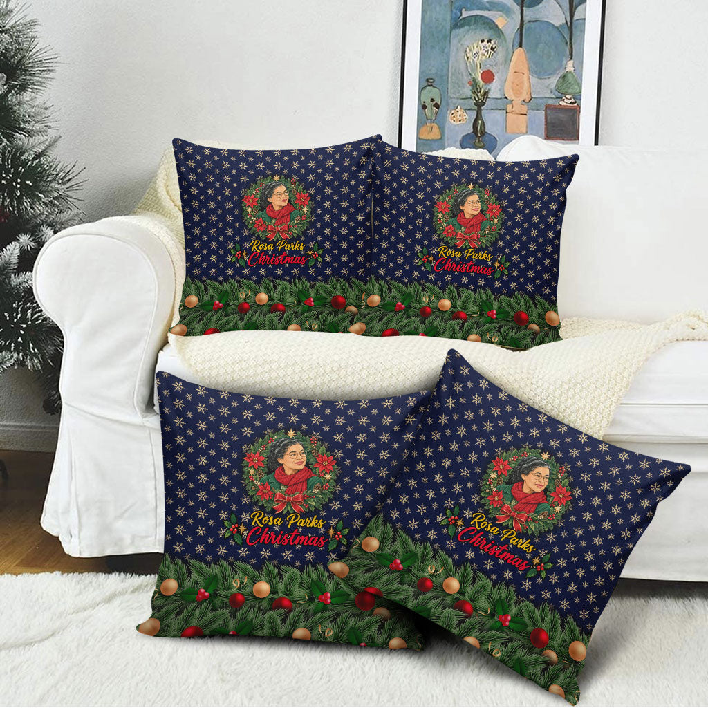 Rosa Parks Christmas Pillow Cover Freedom Bus Wreath Vintage Festive Holiday