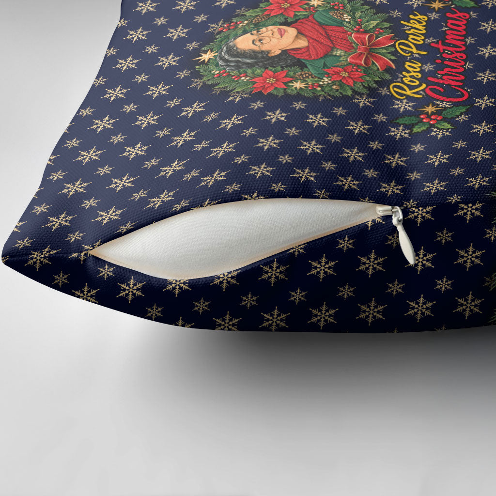 Rosa Parks Christmas Pillow Cover Freedom Bus Wreath Vintage Festive Holiday