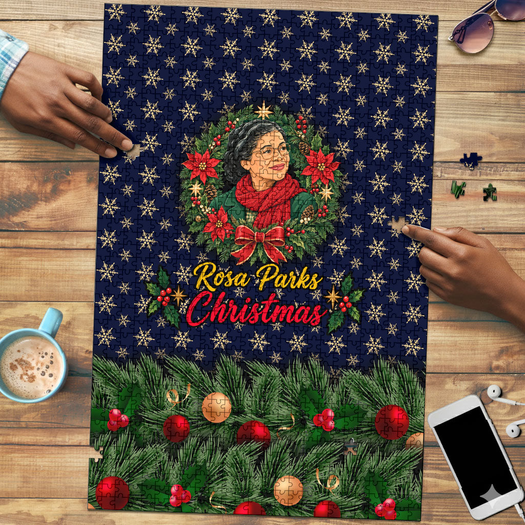 Rosa Parks Christmas Puzzle Freedom Bus Wreath Vintage Festive Holiday