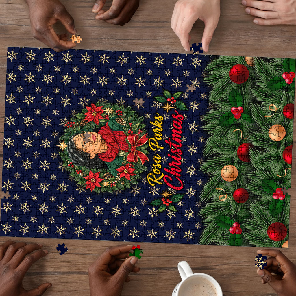 Rosa Parks Christmas Puzzle Freedom Bus Wreath Vintage Festive Holiday