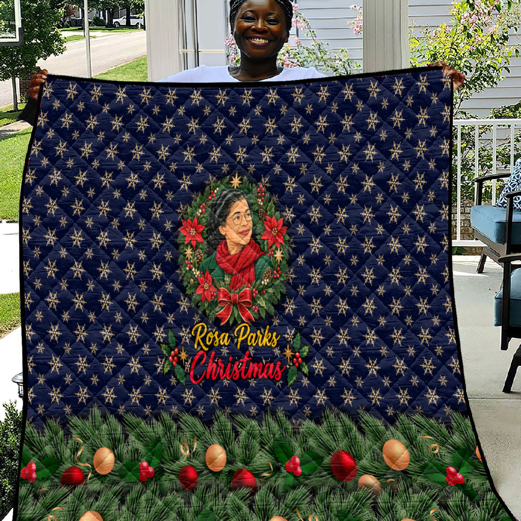 Rosa Parks Christmas Quilt Freedom Bus Wreath Vintage Festive Holiday