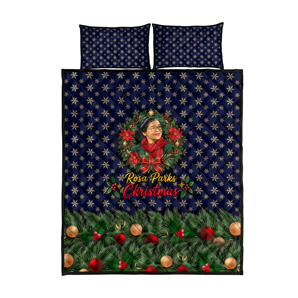 Rosa Parks Christmas Quilt Bed Set Freedom Bus Wreath Vintage Festive Holiday