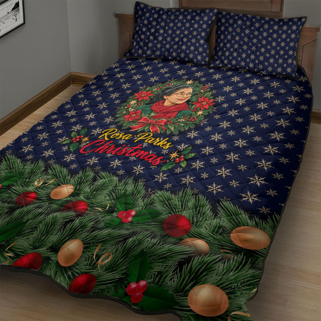 Rosa Parks Christmas Quilt Bed Set Freedom Bus Wreath Vintage Festive Holiday