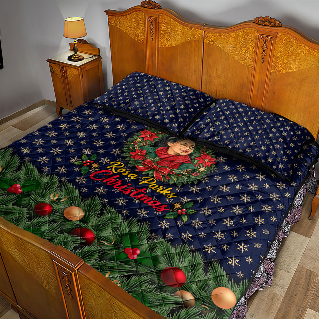 Rosa Parks Christmas Quilt Bed Set Freedom Bus Wreath Vintage Festive Holiday