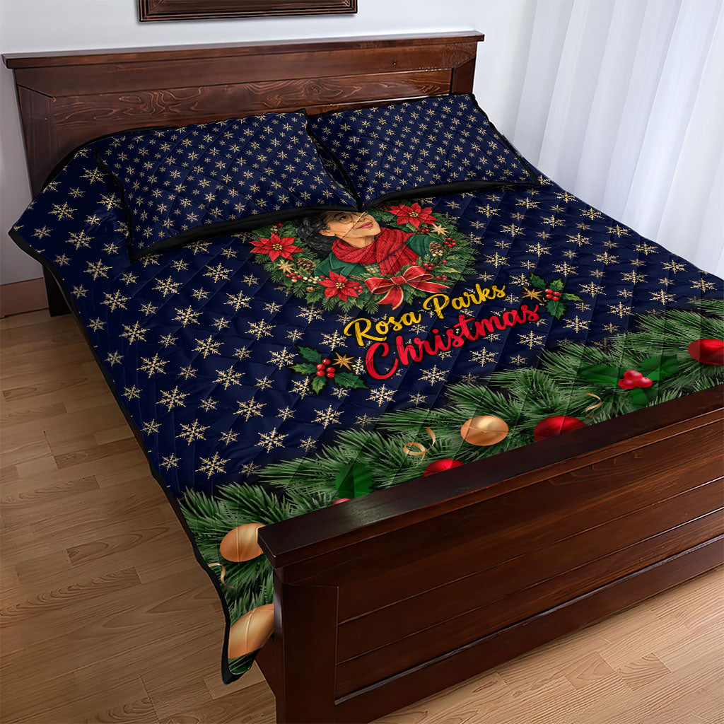 Rosa Parks Christmas Quilt Bed Set Freedom Bus Wreath Vintage Festive Holiday
