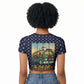 Rosa Parks Christmas Raglan Cropped T shirt Freedom Bus Wreath Vintage Festive Holiday