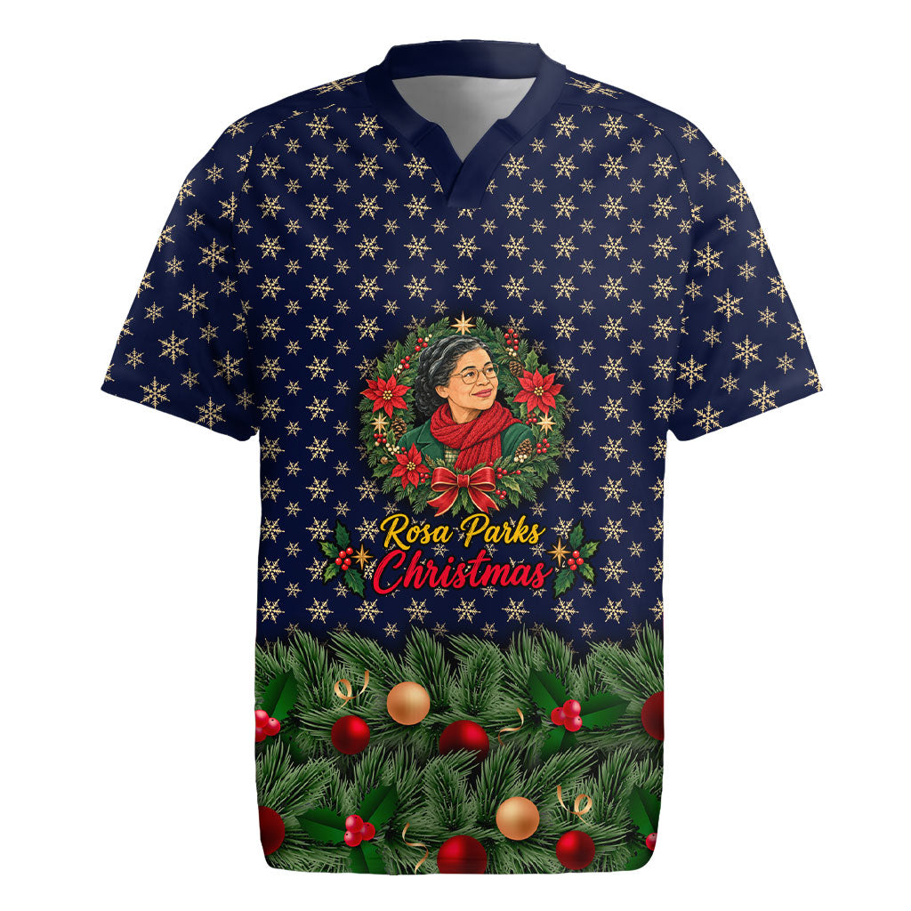 Rosa Parks Christmas Rugby Jersey Freedom Bus Wreath Vintage Festive Holiday
