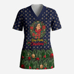 Rosa Parks Christmas Scrub Top Freedom Bus Wreath Vintage Festive Holiday