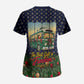 Rosa Parks Christmas Scrub Top Freedom Bus Wreath Vintage Festive Holiday