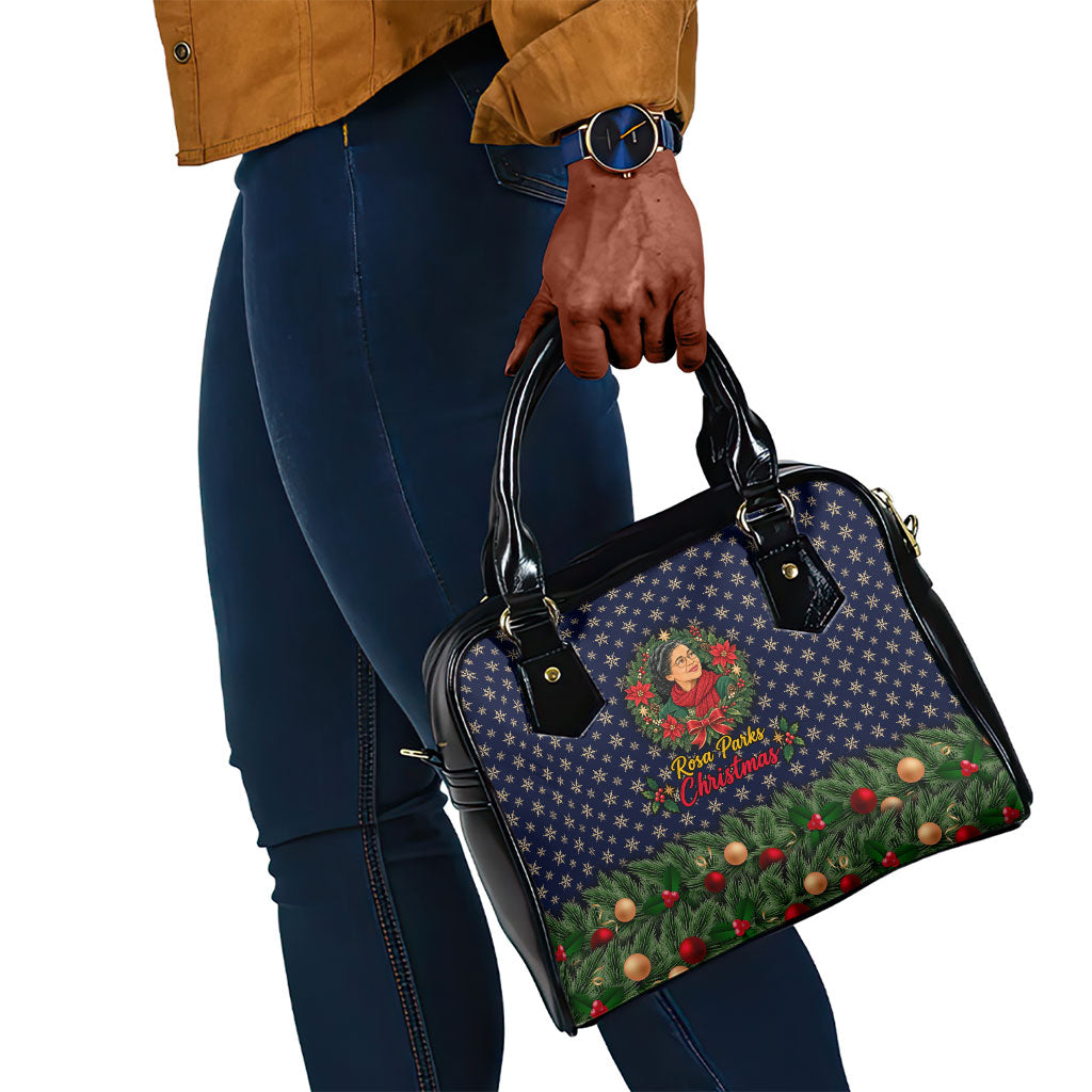 Rosa Parks Christmas Shoulder Handbag Freedom Bus Wreath Vintage Festive Holiday