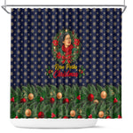 Rosa Parks Christmas Shower Curtain Freedom Bus Wreath Vintage Festive Holiday