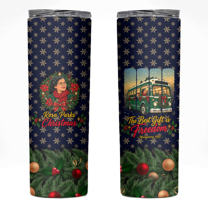 Rosa Parks Christmas Skinny Tumbler Freedom Bus Wreath Vintage Festive Holiday