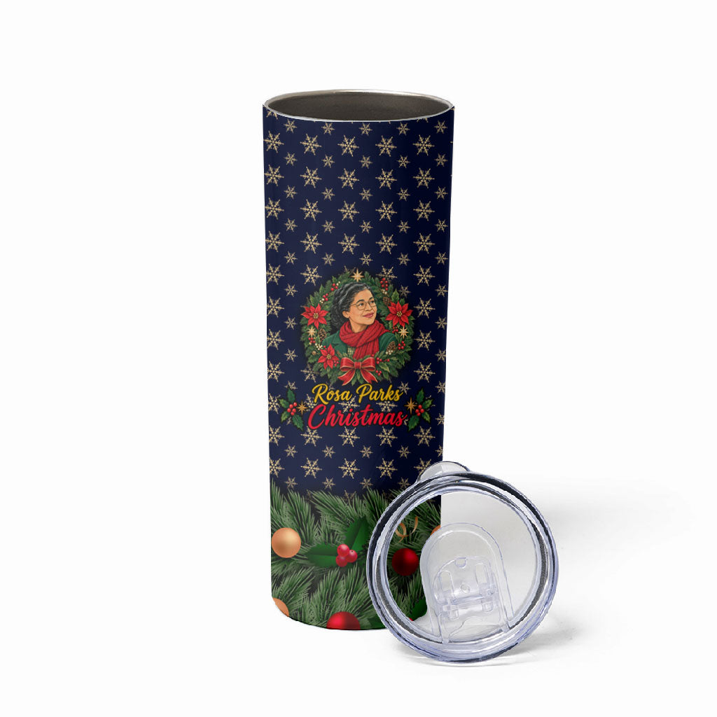 Rosa Parks Christmas Skinny Tumbler Freedom Bus Wreath Vintage Festive Holiday