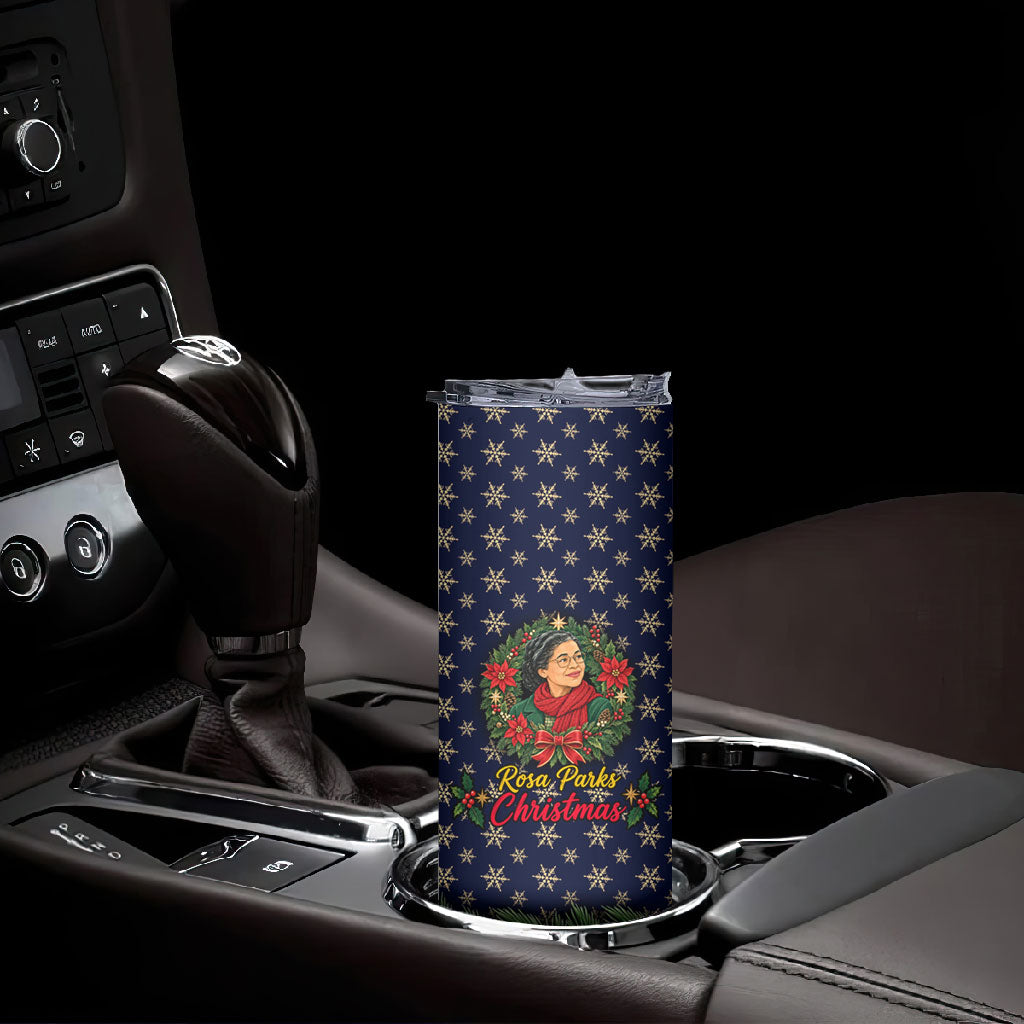 Rosa Parks Christmas Skinny Tumbler Freedom Bus Wreath Vintage Festive Holiday