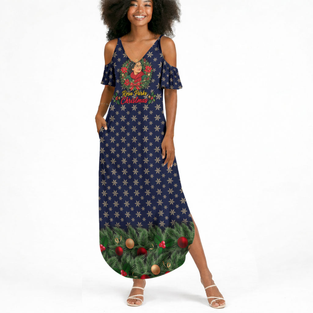 Rosa Parks Christmas Summer Maxi Dress Freedom Bus Wreath Vintage Festive Holiday