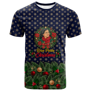 Rosa Parks Christmas T shirt Freedom Bus Wreath Vintage Festive Holiday