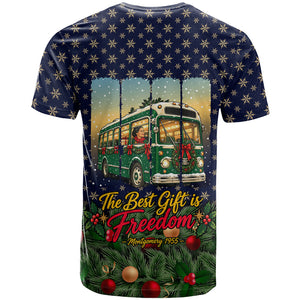 Rosa Parks Christmas T shirt Freedom Bus Wreath Vintage Festive Holiday