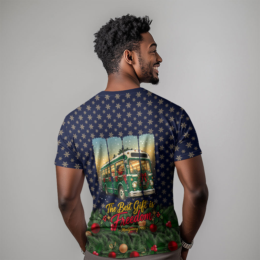 Rosa Parks Christmas T shirt Freedom Bus Wreath Vintage Festive Holiday