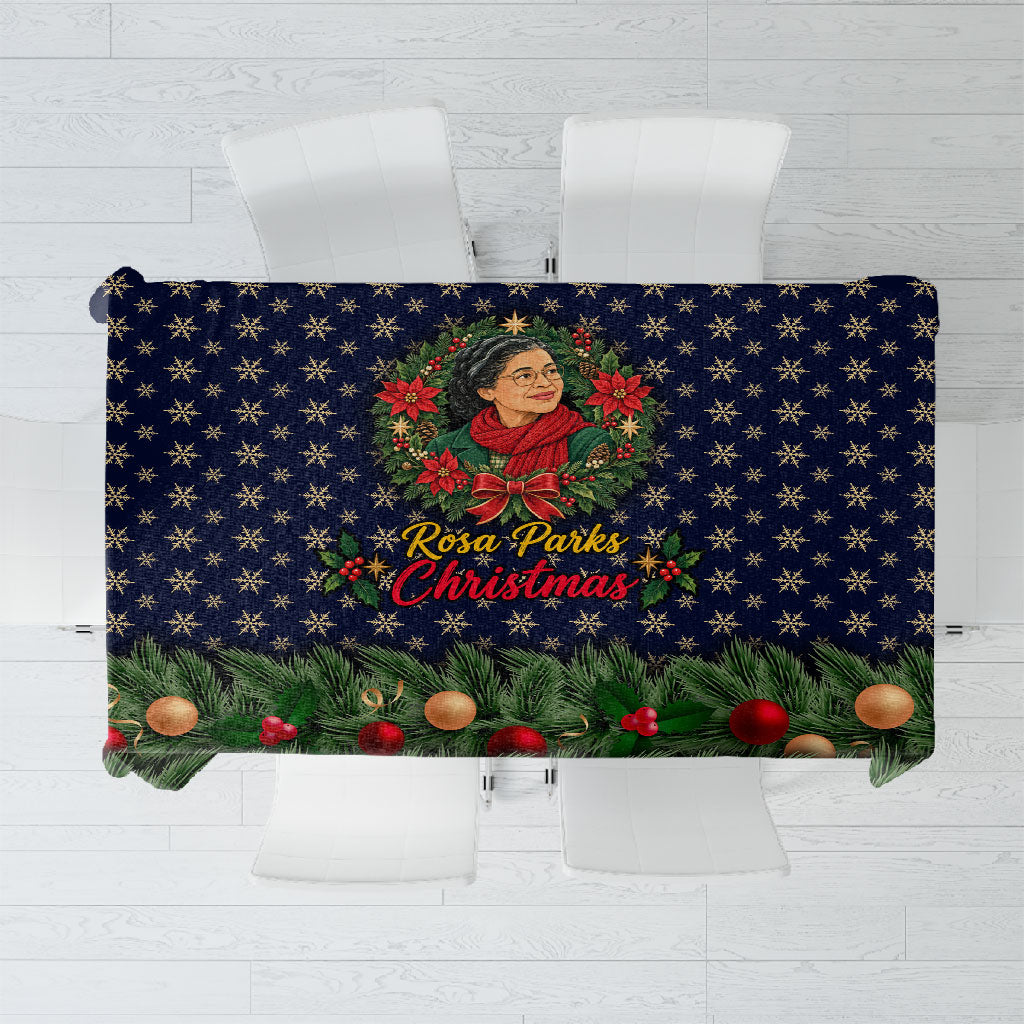Rosa Parks Christmas Tablecloth Freedom Bus Wreath Vintage Festive Holiday