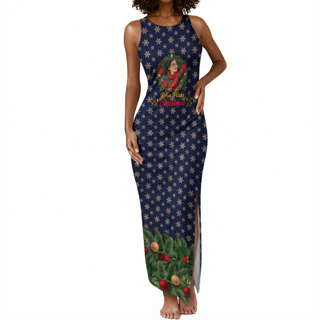 Rosa Parks Christmas Tank Maxi Dress Freedom Bus Wreath Vintage Festive Holiday