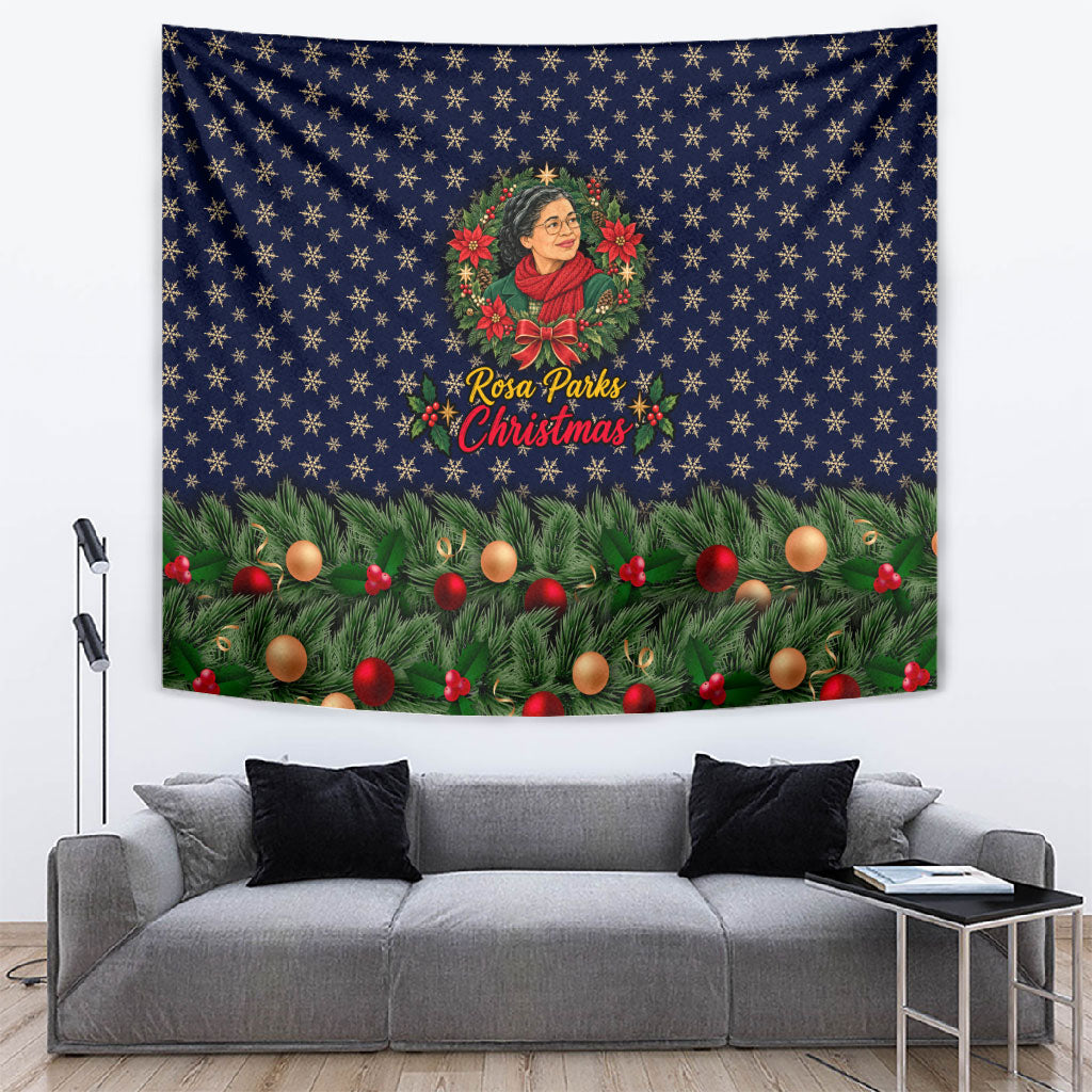Rosa Parks Christmas Tapestry Freedom Bus Wreath Vintage Festive Holiday