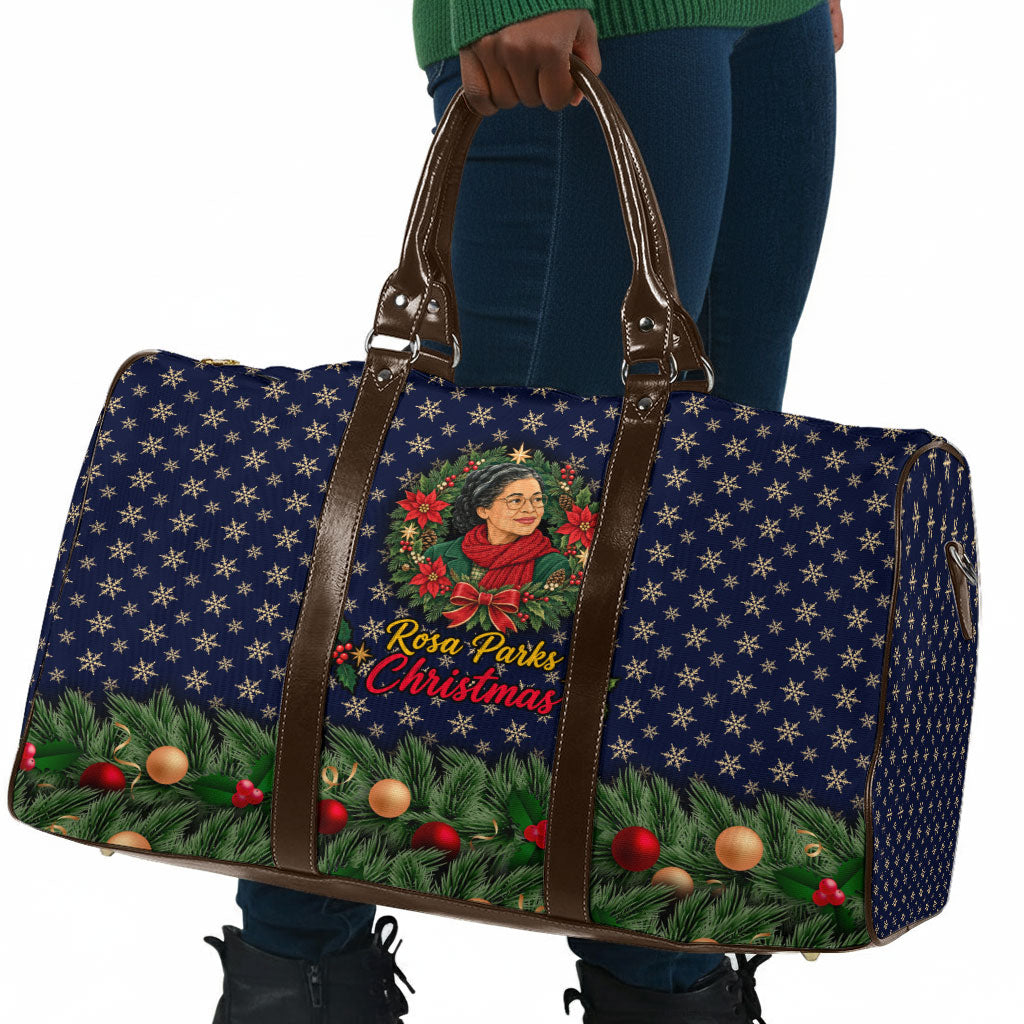 Rosa Parks Christmas Travel Bag Freedom Bus Wreath Vintage Festive Holiday