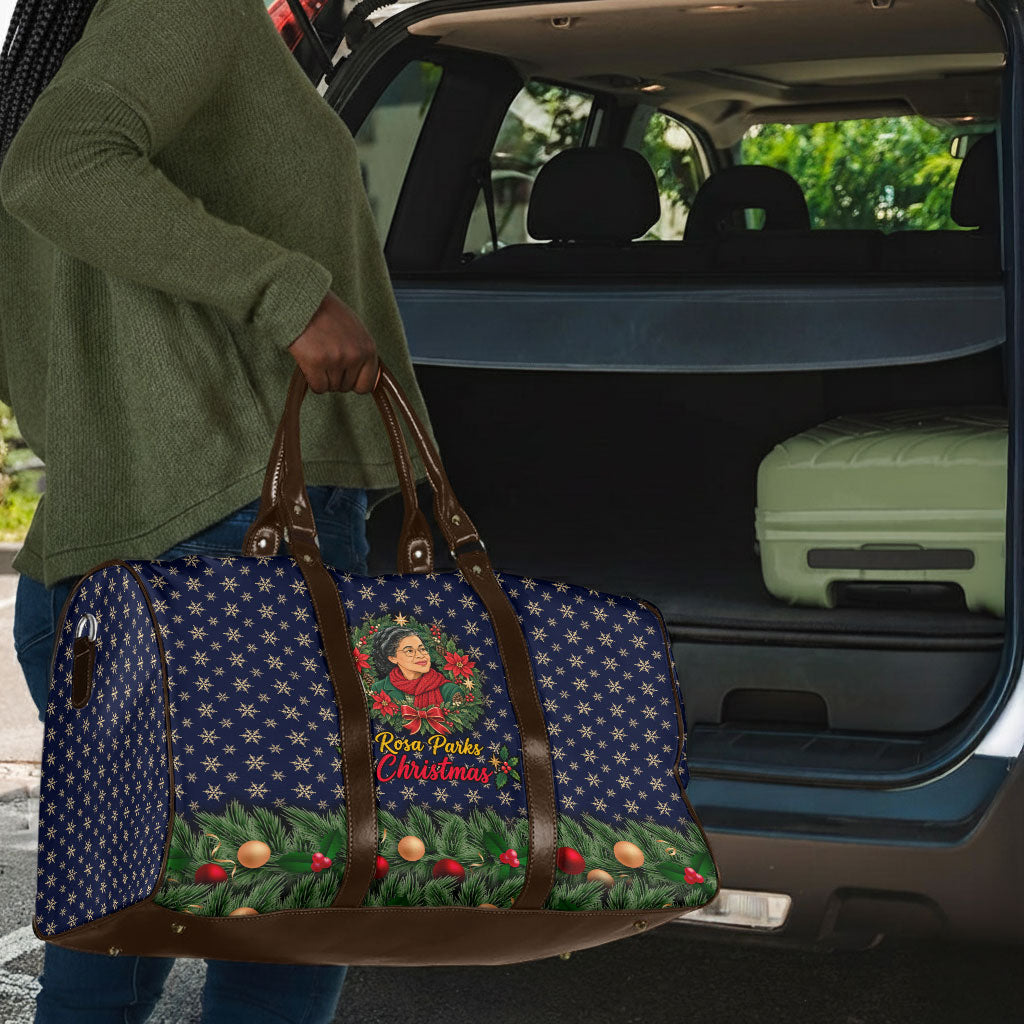 Rosa Parks Christmas Travel Bag Freedom Bus Wreath Vintage Festive Holiday