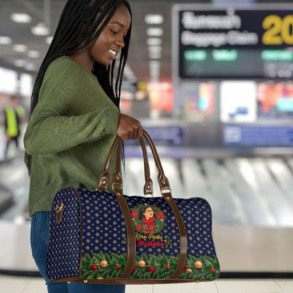 Rosa Parks Christmas Travel Bag Freedom Bus Wreath Vintage Festive Holiday