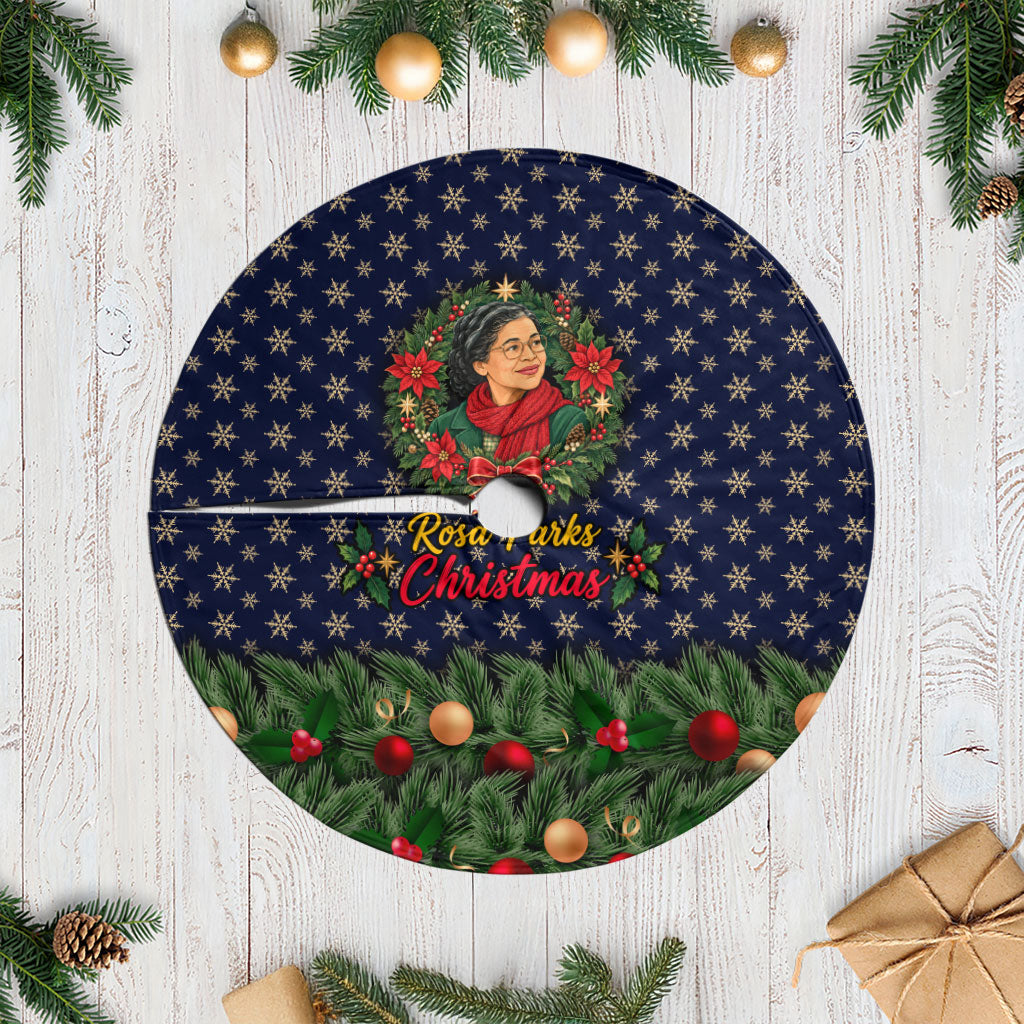 Rosa Parks Christmas Tree Skirt Freedom Bus Wreath Vintage Festive Holiday