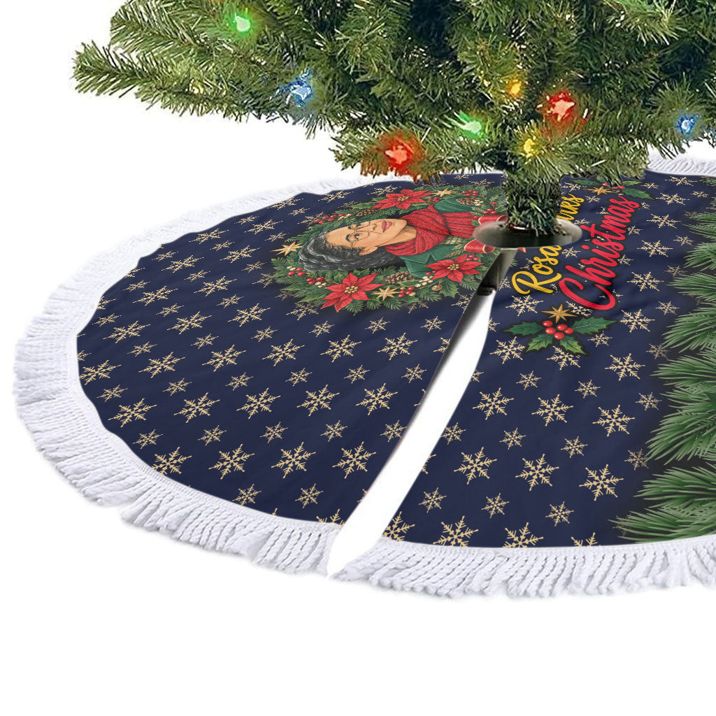 Rosa Parks Christmas Tree Skirt Freedom Bus Wreath Vintage Festive Holiday