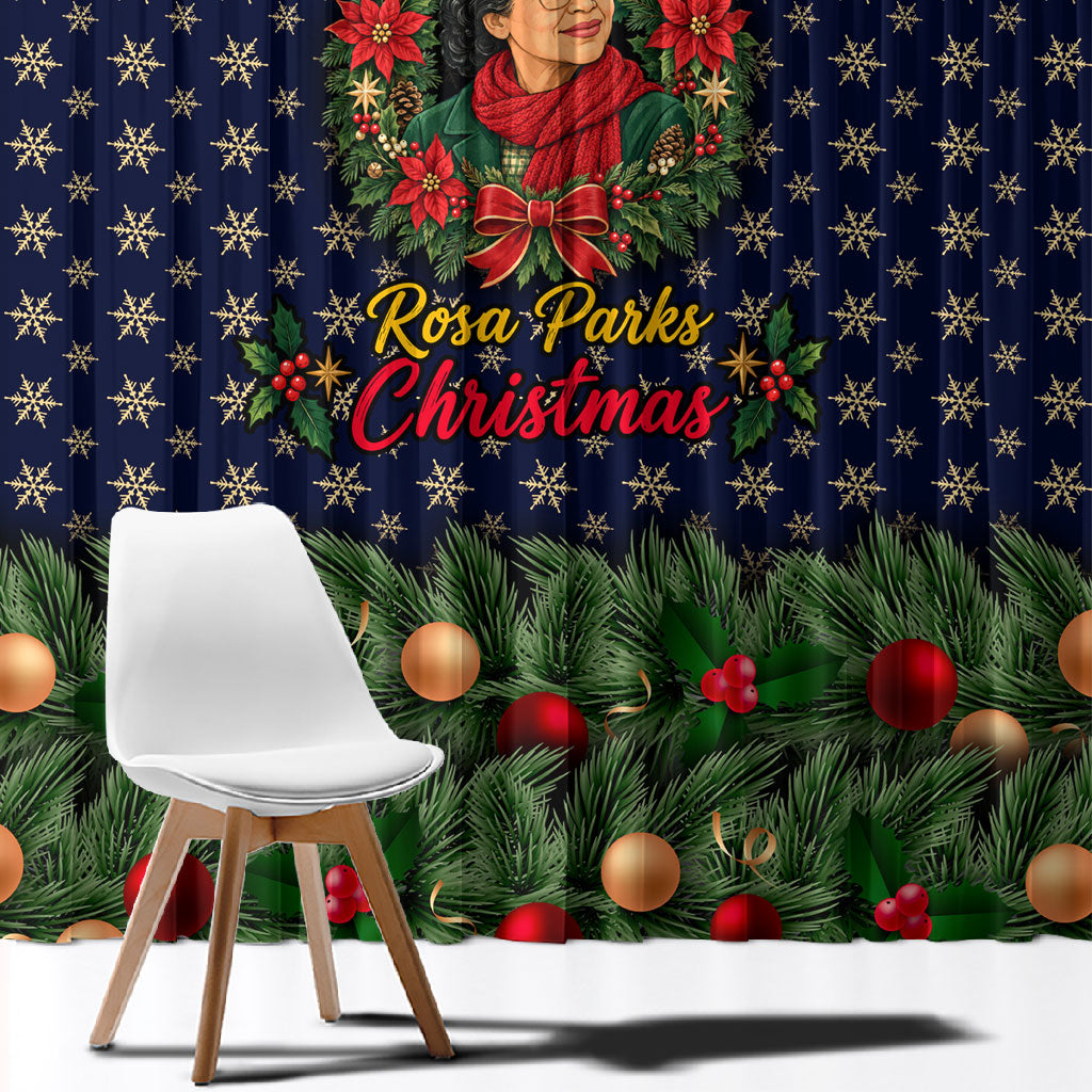 Rosa Parks Christmas Window Curtain Freedom Bus Wreath Vintage Festive Holiday