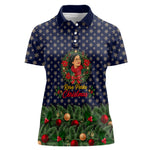 Rosa Parks Christmas Women Polo Shirt Freedom Bus Wreath Vintage Festive Holiday