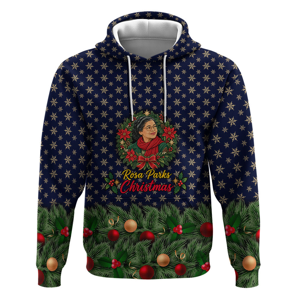 Rosa Parks Christmas Zip Hoodie Freedom Bus Wreath Vintage Festive Holiday