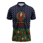Rosa Parks Christmas Zipper Polo Shirt Freedom Bus Wreath Vintage Festive Holiday
