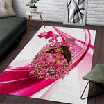 Black Cowgirl Breast Cancer Awareness Area Rug Western Pink Ribbon Butterfly Rose - In October We Wear Pink
