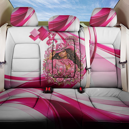 Black Cowgirl Breast Cancer Awareness Back Car Seat Cover Western Pink Ribbon Butterfly Rose - In October We Wear Pink