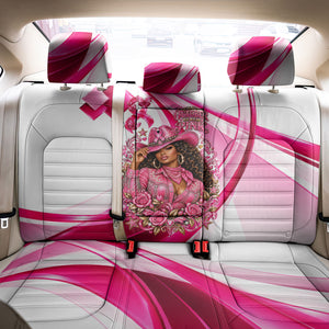 Black Cowgirl Breast Cancer Awareness Back Car Seat Cover Western Pink Ribbon Butterfly Rose - In October We Wear Pink