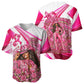 Black Cowgirl Breast Cancer Awareness Baseball Jersey Western Pink Ribbon Butterfly Rose - In October We Wear Pink