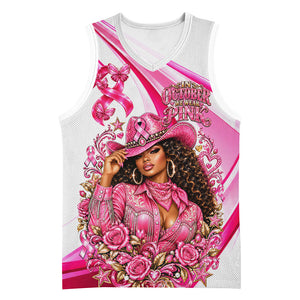 Black Cowgirl Breast Cancer Awareness Basketball Jersey Western Pink Ribbon Butterfly Rose - In October We Wear Pink