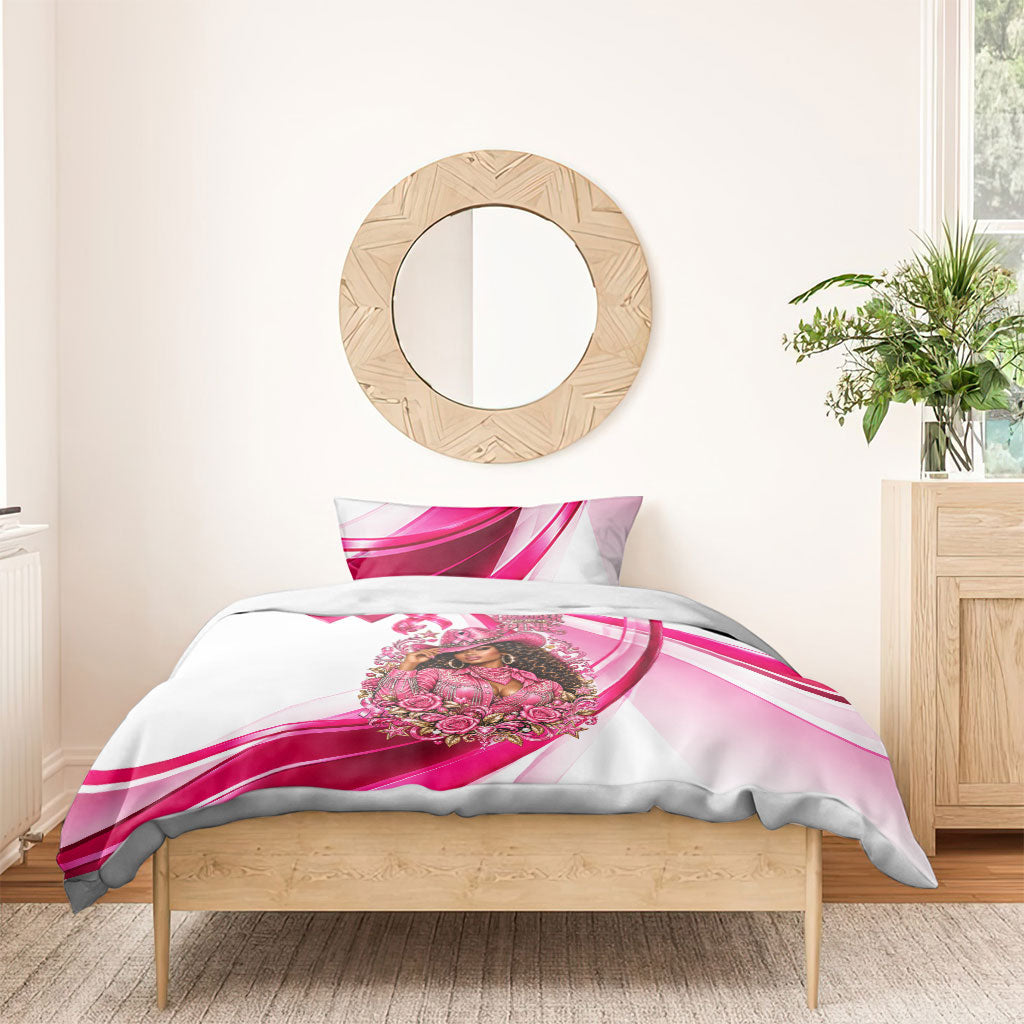 Black Cowgirl Breast Cancer Awareness Bedding Set Western Pink Ribbon Butterfly Rose - In October We Wear Pink
