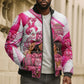 Black Cowgirl Breast Cancer Awareness Bomber Puffer Jacket Western Pink Ribbon Butterfly Rose - In October We Wear Pink