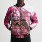 Black Cowgirl Breast Cancer Awareness Bomber Puffer Jacket Western Pink Ribbon Butterfly Rose - In October We Wear Pink